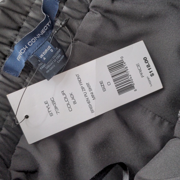 NWT French Connection Faux Leather Skirt, Black, Womens Waist 25-28 - Picture 7 of 8